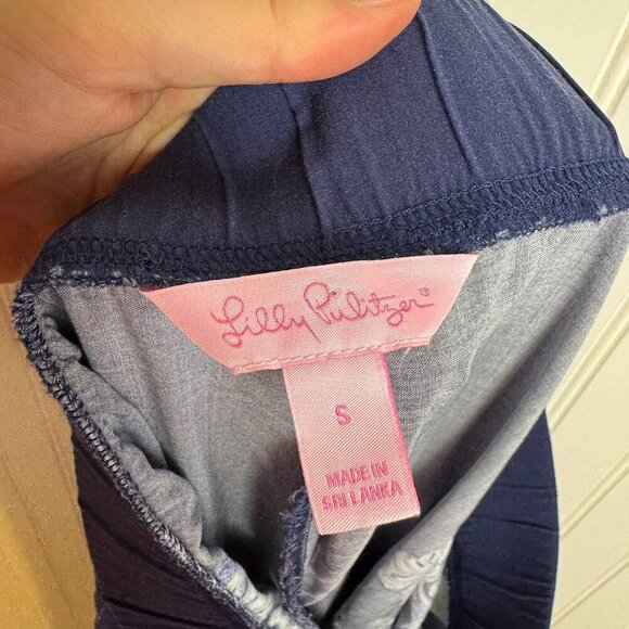 Lilly Pulitzer navy Bal Harbour lightweight pull on pants size small B26 - Picture 5 of 6